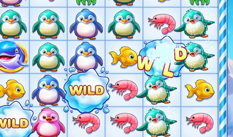 Snow Party wild symbol animation during gameplay